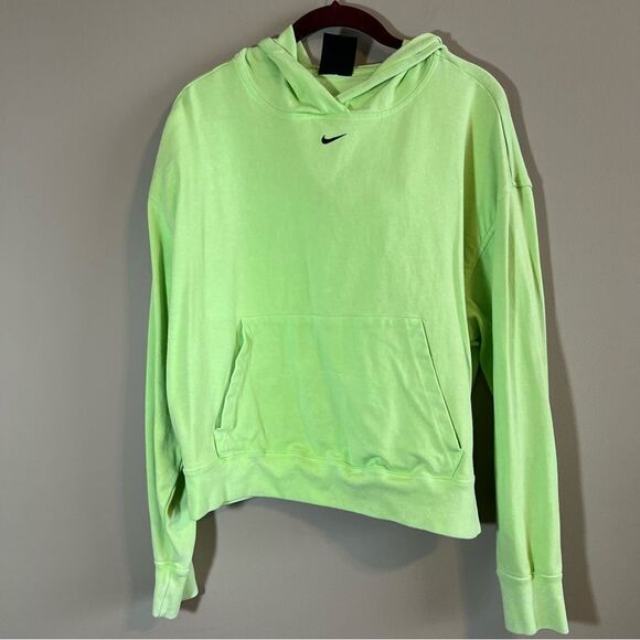 NIKE Neon Green Cropoed Lightweight Hoodie & Matching Tank Top Small Acid Wash - Picture 3 of 15